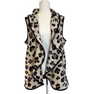 Simply Southern Womens Sleeveless Fleece Leopard Print Open Front Vest S